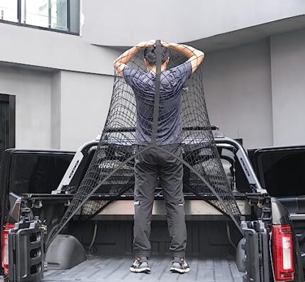 Highly Elastic Cargo Net, Simple Truck Bed Cargo Mesh Organizer, Suitable for Daily Light Loads of Trucks, 4'x4' Stretches to 7'x7' (Single Layer)