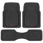 Motor Trend FlexTough Floor Mats for Cars, Deep Dish All-Weather Mats, Waterproof Trim-To Fit Automotive Floor Mats for Cars Trucks SUV, Universal Floor Liner Car Accessories, Black, Full Set