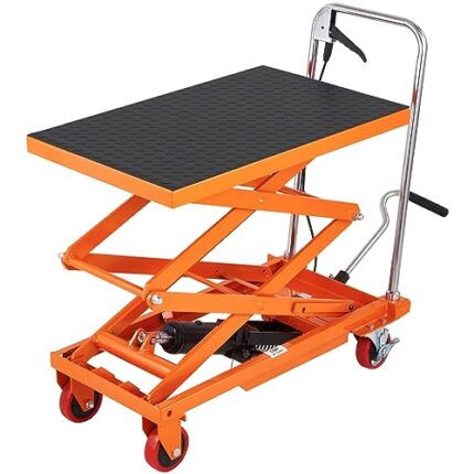 VEVOR TFD15 Hydraulic Cart 330lbs Capacity 50" with 4 Wheels and Non-Slip Pad Lift Table, 330 lbs, Orange