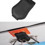CARxion Sunglass Holder Car Accessory for Car Visor, Universal Clip for Different Sized Eyeglasses, Stylish Truck Interior Accessory for Men Women Glasses, Magnetic Leather Sunglass Holder (Black)