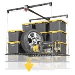 Overhead Garage Storage Rack, 4x4 Ft Garage Ceiling Storage Lift, Heavy-duty Ceiling Mounted Garage Storage Lift System for Garage Organization, 250lbs Weight Capacity, Satin Black