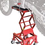 Extreme Max 5001.5083 Ultra-Stabile Hydraulic Motorcycle Lift Table with Foot Pad Lift Function - Raises Bikes from 13.25" to 34", 300 lbs. Weight Capacity, Red