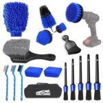 Car Detailing Kit, 18Pcs Car Detailing Brush Set, Car Cleaning Kit, Drill Brush Set, Car Detailing Brushes, Tire Brush - Car Wash Kit, Car Cleaning Tools brushes for Interior, Exterior, Wheels