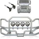 Front Grille Deer Moose Brush Bumper Guard Ex-Guard for Volvo VNL 2004-2017- Volvo Truck Accessories - Plus 4X 6 LED Light Bar, Volvo Logo, Wipers, Bracket, License Plate Holder and Frame