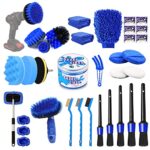 35PCS Car Detailing Brush Set, Car Detailing kit, Auto Detailing Drill Brush Set, Car Detailing Brushes, Car Wash Kit with Cleaning Gel, Car Cleaning Tools Kit for Interior,Exterior, Wheels, Dashboard