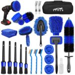 26Pcs Car Detailing Brush Set, Car Detailing Kit, Car Detailing Brushes, Car Cleaning Kit, Car Windshield Cleaning Tool, Professional Car Care kit - Car Wash Brush kit for Interior Exterior Wheels