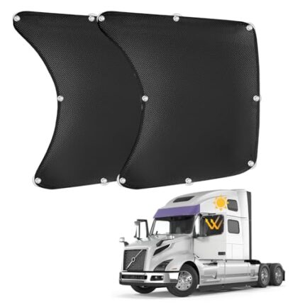 Side Window Sun Shade for Semi Truck - Large Size (24"x22") - Customized for Freightliner Volvo VNL International Trucks - Semi Truck Accessories - UV Protection - Keep Cool - Easy Install - 2 Pack