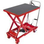 VEVOR TF23 Hydraulic Lift Table Cart, 500lbs Capacity 28.5" with 4 Wheels and Non-Slip Pad, for Material Handling and Transportation, Red