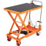VEVOR TF15 Hydraulic Lift Table Cart, 330lbs Capacity 28.5" with 4 Wheels and Non-Slip Pad, for Material Handling and Transportation, Orange
