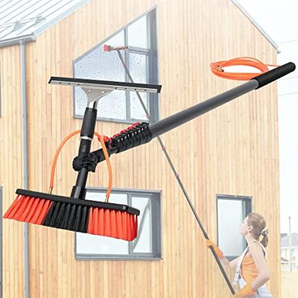 SHENGSHIYU Water Supply Rod Kit Water Supply Cleaning System, Aluminum Outdoor Window Cleaner with Hose, Solar Panel Wash Tool, with Scraper,10.8M(36FT)