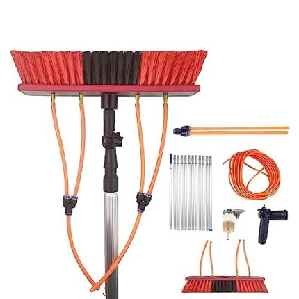 Cleaning Brush Professional Window Cleaning Kit,Extendable Window Cleaning Pole,Conservatory Roof Cleaning Brush Long Window Cleaning Pole Solar Panel Cleaning (30cm Silver 1 7m/22.9FT)