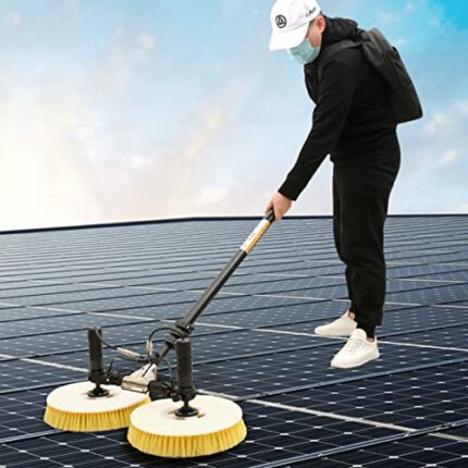 Cleaning Brush Solar Panel Cleaning Tool, Double Head Automatic Brush and Pole Kit for Electric Solar Panels, Window Cleaner Special Roof Water Brush for Cleaning (3.5m Lithiumbattery)