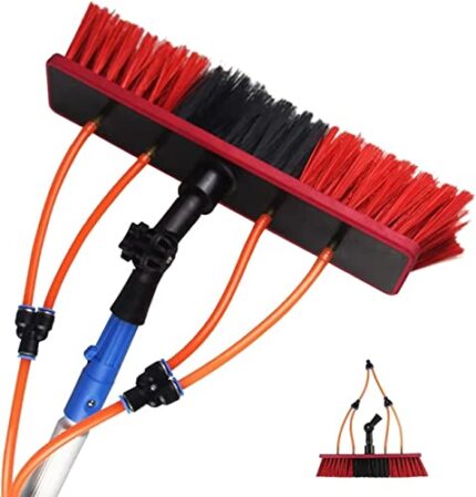Cleaning Brush 23Ft Window Cleaning Pole Hose Fed Water Fed Telescopic Extendable Solar Panel Conservatory Brush Equipment Kit/ 7M Rod / 30Cm Brush Head (50cm Brush Head 7m pole)