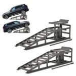 2 Pack Hydraulic Car Ramps 5T 10000lbs Low Profile Car Lift Service Ramps Truck Trailer Garage,Height Hydraulic Vehicle Ramps, Lift Height 11.61-16.21 Inches (Gray)