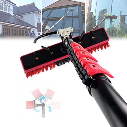 Cleaning Brush Water Fed Pole Kit, Window Cleaning Brush with Extended Handle and Water Hose Window Cleaning Kit with Extension Pole High Window Cleaning Kit Telescoping Pole,30Cmbrush-39Ft/12M (55cm