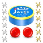 Sisland Metal Jacks Game with Ball Set, Old School Jax Game Toy for Kids Adults, Vintage Retro Board Games, Classic Old Fashioned Table Game for Family Game Night (12 Jacks + 2 Balls)