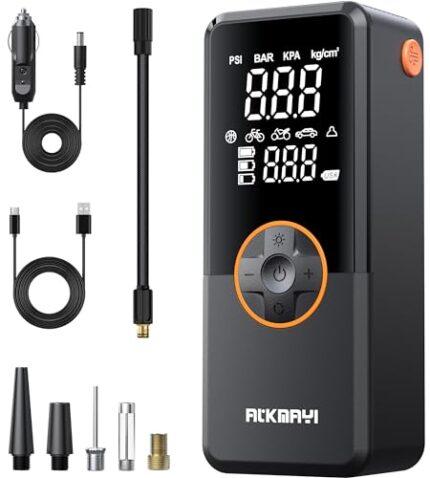 Tire Inflator Portable Air Compressor, 150PSI Air Pump for Car Tires, Cordless Air Compressor with Inflation and Deflation Modes, 12V DC Tire Pump for Car, Motorcycle, Bicycle, Balls, Car Accessories