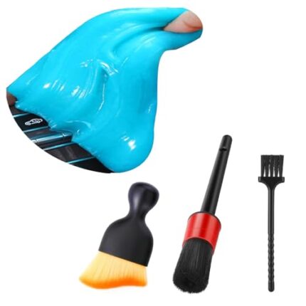 Fitosy Car Interior Detailing Duster Brush Cleaning Gel Kit, Soft Dash Vent Dusting Car Slime Putty Detail Brushes Cleaner Accessories Essentials Supplies Tools for Auto,Truck,SUV,RV