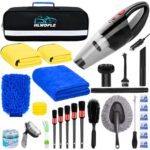 HLWDFLZ 30PCS Car Wash Cleaning Kit - High Power Portable Car Vacuum Cleaner, Car Interior and Exterior Detailing Set with Cleaning Gel, Duster, Brush, Towels, Wash Mitt