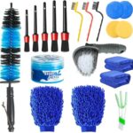 QIANCHANG 20pcs Car Interior Detailing Kit Car Wash Accessories Truck Cleaning Supplies Car Wheel Tire Rims Brush Detailing Cleaner Kit Men Car Detail Gift Set
