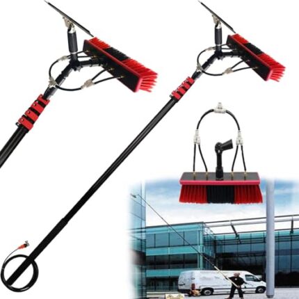 Cleaning Photovoltaic and Solar Panels, Window Cleaning, Glass Wall Cleaning, 3.6-12m Cleaning Kit Equipment with Scraper Truck Window Extension Rod Cleaning (35cm Brush Head),10.8M/36FT