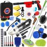 63PCS Car Wash Cleaning Kit,Car Wash Brush with Long Handle,Car Detailing Kit with Foam Gun,Car Cleaning Supplies,Handheld Vacuum, Car Detailing Kit