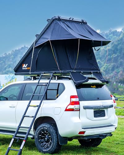 Hardshell Rooftop Tent,Naturnest Roof Top Tent Camping Overland Hard Shell Roof Top Tents for SUV Car Rooftop Tent Accessories for Camping RTT Rooftop Tent Truck Van Tent Vehicle Outdoor Tent