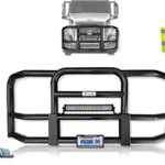 KOZAK Full Front Grille Deer Brush Moose Bumper Guard - Black Square - Volvo Logo, 22" LED Bar, License Plate Holder and Frame, 1x KOZAK Reflective Vest - Volvo Truck Accessories