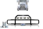 Peterbilt 386 Black Front Grille Deer Moose Brush Bumper Guard with 4X 6 LED Lights Plus Logo, 2X 22'' Wipers, License Plate Holder and Frame and 1x Vest - Peterbilt Truck Accessories