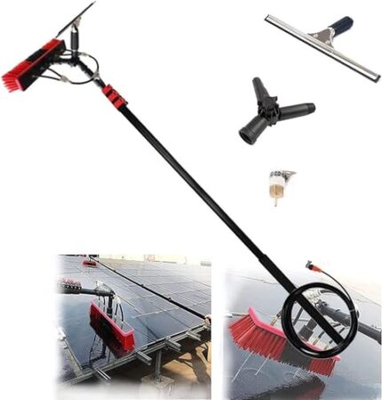 Water Fed Pole Kit, photovoltaic Panel Cleaning Brush Water Fed Cleaning System w/Squeegee, Outdoor Window Cleaner, Cleaning Tool for Window Glass, Solar Panel Washing Equipment(10.8m/36FT)