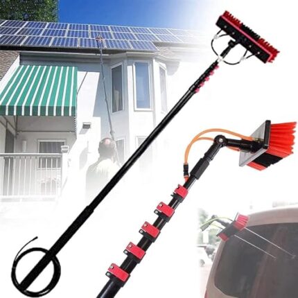 CHIPEL Window Cleaning Equipment, Water Fed Pole Kit, Extendable Window Cleaner, Solar Panel Cleaner Kit, 18-36ft Window Cleaning Pole, Multi Purpose Water Spray Brus(10.8m/36FT)