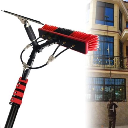 Eastnmythet High Altitude Cleaning Telescopic Brush, Solar Panel Cleaner Brush and Poles Kit, Water Fed Poles Kit with Scraper, Car Wash Brush,9m/30ft