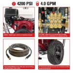 SIMPSON Cleaning ALWB60828 Water Blaster Series 4200 PSI Gas Pressure Washer, 4.0 GPM, Honda Engine, Includes Spray Gun and Wand, 5 QC Nozzle Tips, Monster Series 3/8-in. x 50-ft. Hose, (49-State)