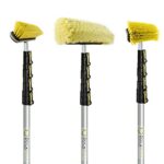 DOCAZOO DocaPole 36 ft High Reach Brush Kit with 7-30 Foot Telescopic Extension Pole; Includes Soft Scrub Car Wash Brush, Medium Bristle Cleaning Brush and Deck Brush with Hard Bristles