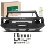 YHTAUTO Bull Bar Push Bar with Skid Plate Light Mount Fit Ram Models, 2500 2013-2018, 3500 2013-2018, Heavy Duty Steel Brush Guard for Truck Front Bumper Textured Black Off Road Accessories