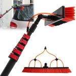 XYEJL Multi-Purpose Water Spray Brush Telescopic Pole Kit Extendable Cleaner Conservatory Roof Cleaning Tools Window Cleaning Brush Equipment for Trucks,5.4m/18FT
