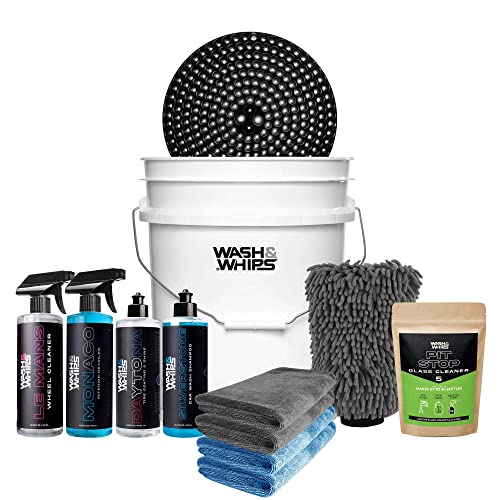 Revitalize Your Ride: WASH&WHIPS Car Care Kit Review WASH&WHIPS New Car Care Kit - Wash, Detailing Interior, Wheel Cleaner & Shine, 3 Gallon Bucket with Particle Interceptor, Microfiber & Chenille Mitt - 12-Piece Kit for Car Cleaning