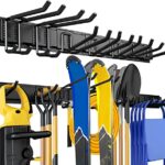 UUP Garage Storage, Garage Organization, Wall Mount Garden Tool Organizer 48 Inches, Max 440lbs Adjustable Metal Hooks, Yard Shed Rack, Tool Holder for Hanging Rake Broom Mop Snowboard, Home Gift
