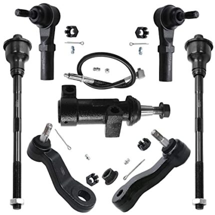 Detroit Axle - Front 7pc Suspension Kit for Chevrolet Silverado Sierra GMC Avalanche Suburban Yukon XL 1500 2500 3500 HD, 4 Tie Rods 1 Idler Arm 1 Pitman Arm 1 Idler Bracket Pivot Replacement