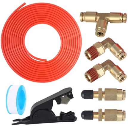 Air Line Service Kit for Air Spring Bag Suspension with Fittings, 20 FT PU Hose Tubing, 1/4 NPT Elbow Fitting, Valve Air Bag Suspension Kit Replacement Components