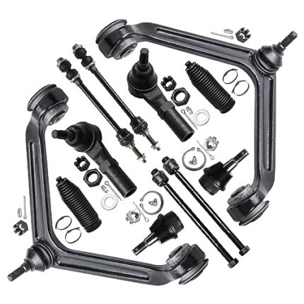 Detroit Axle - 4WD Front 12pc Suspension Kit for Dodge Ram 1500, 2002 2003 2004 2005, 2 Upper Control Arms 2 Lower Ball Joints 2 Sway Bar Links 4 Outer & Inner Tie Rod Ends 2 Boots Replacement