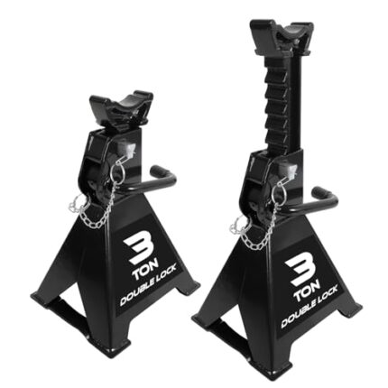 Torin AT43005AB Steel Heavy Duty Jack Stands: Double Locking Pins, 3 Ton (6,000 lb) Capacity, Black, 1 Pair (2 Pack)