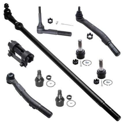 Detroit Axle - 4WD Front 9pc Suspension Kit for 05-16 Ford F-250 F-350 Super Duty 4 Ball Joints 2 Outer Tie Rods 1 Outer Steering Tie Rod at Pitman Arm 1 Adjustment Sleeve 1 Center Link Replacement