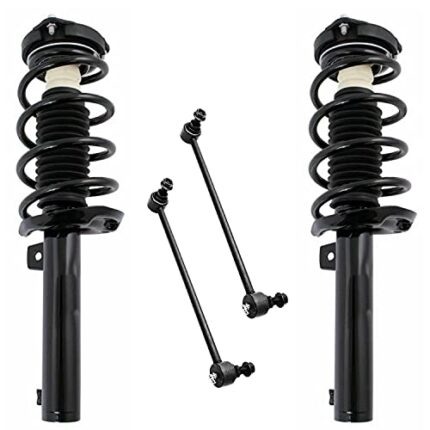 Detroit Axle - Front Struts Sway Bars for VW Golf Jetta CC Beetle Passat Audi A3 Quattro Complete 2 Struts with Coil Spring 2 Front Sway Bars Replacement Suspension Kit