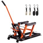 VEVOR Motorcycle Hydraulic Lift Jack, 1500 LBS Capacity Hydraulic Foot-Operated Scissor Lift Jack, Portable Dirt Street Bike Hoist Lift Stand with 4 Wheels, Floor Jack for Motorcycle Powersports
