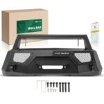 YHTAUTO Bull Bar Push Bar with Skid Plate Light Mount Fit Chevrolet Colorado 2015-2020, Heavy Duty Steel Brush Guard for Truck Front Bumper w/Winch Frame Textured Black Off Road Accessories