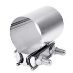 Zlirfy Exhaust Clamp Exhaust Pipe Clamp,2.0” 2.25” 2.5” 2.75” 3.0” 4.0” Butt Joint Stainless Steel Clamp Band,Universal Widening Clamp Butt Joint Exhaust Clamp,Fit for Exhaust Pipe (2.5inch)