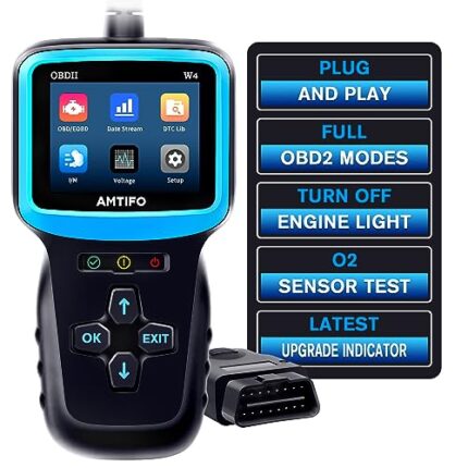 AMTIFO OBD2 Scanner Diagnostic Tool - Color Display, Real-Time Data, 3-Color Signal Light, Reads & Clears Codes, Car Voltage & Coolant Level Monitoring, for DIY Car Maintenance, First-Time Users