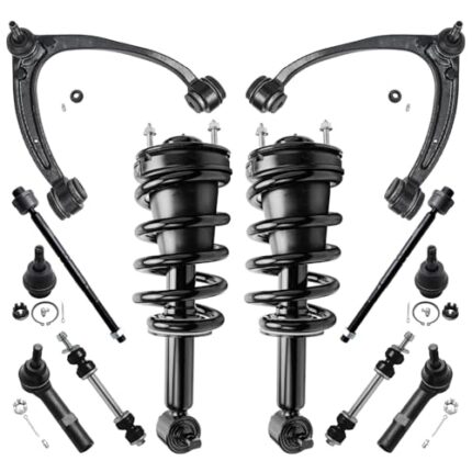 Detroit Axle - 12pc Front End Suspension Kit for Chevy GMC Suburban Silverado Sierra Yukon XL 1500 Tahoe Avalanche Escalade ESV EXT Upper Control Arms Lower Ball Joints Struts Replacement Sway Bars