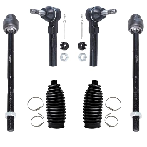 Detroit Axle - Front 6pc Tie Rods Kit for 04-12 Detroit Axle - Front 6pc Tie Rods Kit for 04-12 Chevy Malibu Pontiac G6 Saturn Aura, 4 Tie Rods 2 Boots 2004 2005 2006 2007 2008 2009 2010 2011 2012 Replacement